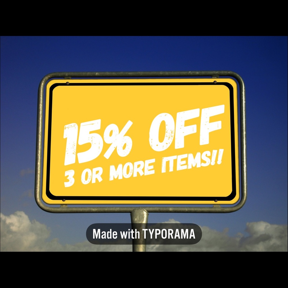 Bundle discount: 15% off 3 or more items!!